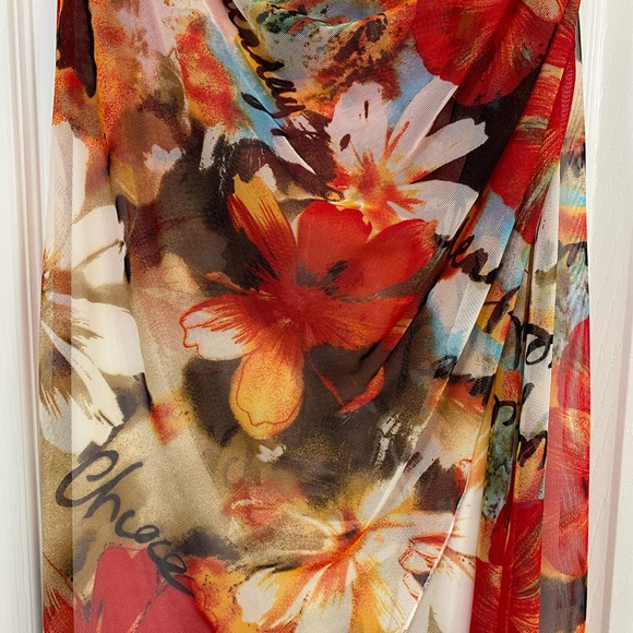 Cache Size Medium Strapless Ivory Jumpsuit with floral overlay. - Picture 3 of 8